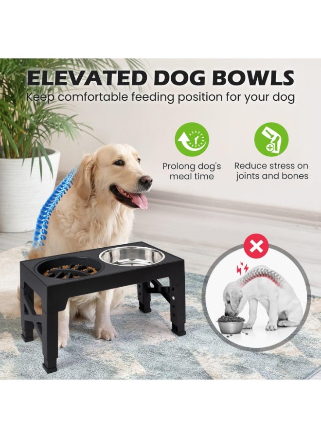 Bukela Elevated Dog Bowls, 5 Adjustable Heights Stand, 2 Stainless Steel Bowls & 1 Slow Feeder, 3.2" to 12.2" for Small to Large Dogs - Image 5